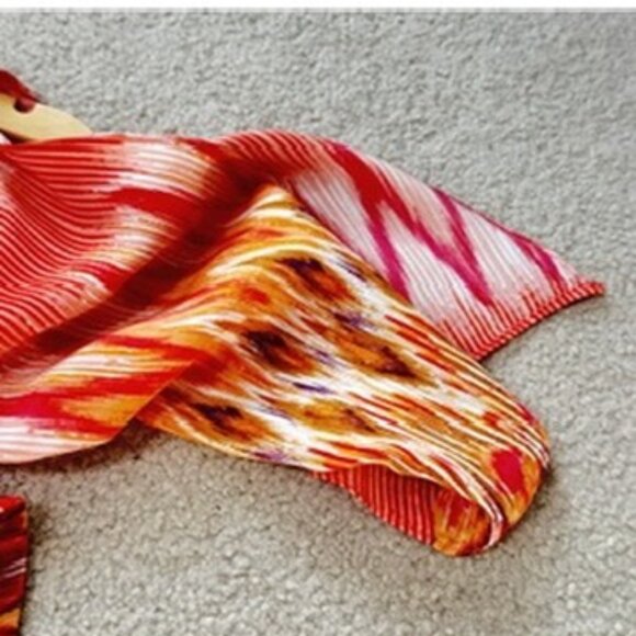 Bespoke Silk Dress SW3 Bespoke Split Sleeve Mini Dress Sunset Aztec Motif Small - Picture 12 of 16